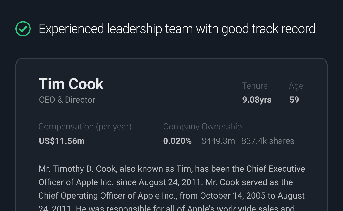 Management profile